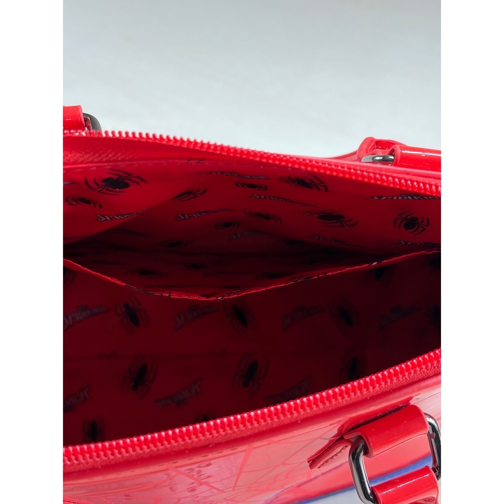 Marvel Spider-Man Red Blue Patent Dome Satchel Bag Universal Studios Purse - Picture 5 of 10
